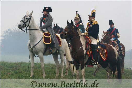 Sa Majest, son Aide de Camp, les marchaux Murat et Soult.